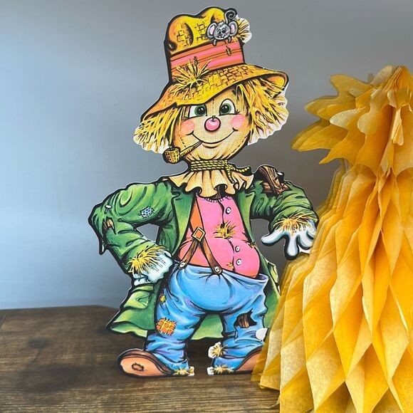 1979 Beistle Scarecrow Honeycomb Haystack Vintage Halloween Fall Decor - Picture 2 of 7